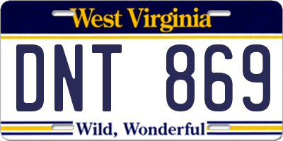 WV license plate DNT869