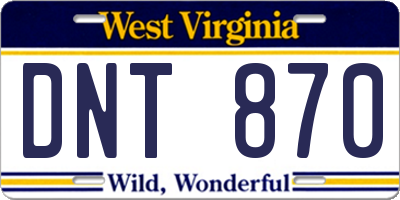 WV license plate DNT870