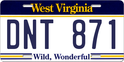 WV license plate DNT871