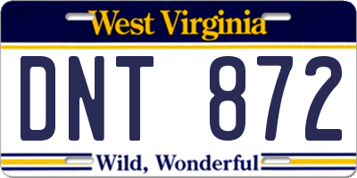 WV license plate DNT872