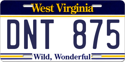 WV license plate DNT875