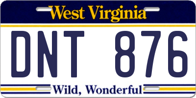 WV license plate DNT876