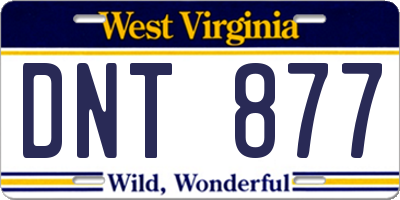 WV license plate DNT877