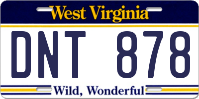 WV license plate DNT878