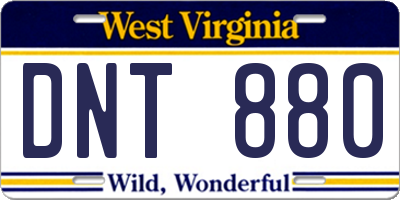 WV license plate DNT880