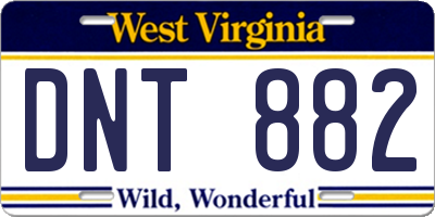 WV license plate DNT882