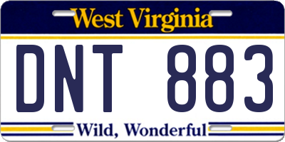 WV license plate DNT883