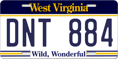 WV license plate DNT884