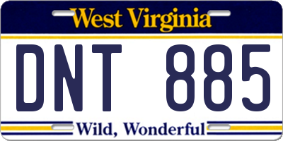 WV license plate DNT885