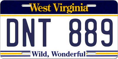 WV license plate DNT889