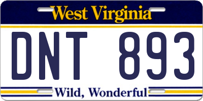 WV license plate DNT893
