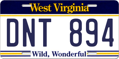 WV license plate DNT894