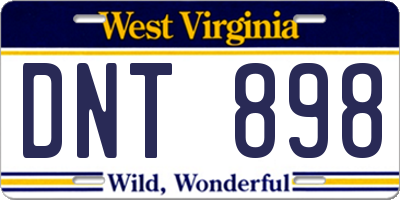 WV license plate DNT898