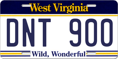 WV license plate DNT900