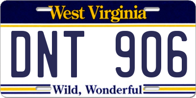 WV license plate DNT906