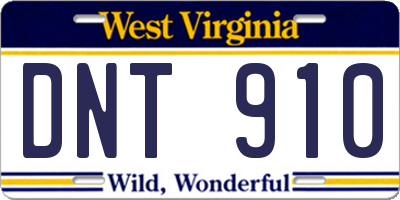 WV license plate DNT910