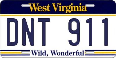 WV license plate DNT911
