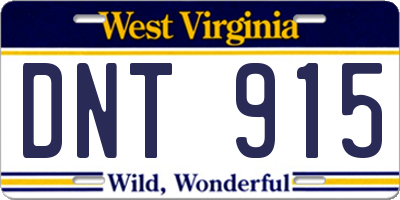 WV license plate DNT915