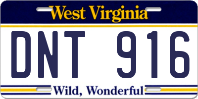 WV license plate DNT916