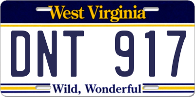 WV license plate DNT917