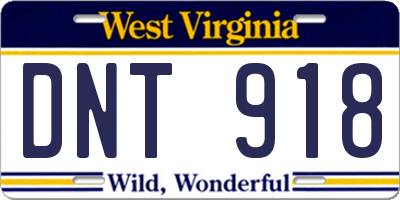 WV license plate DNT918
