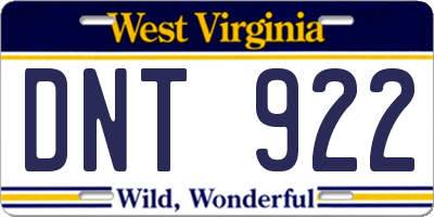 WV license plate DNT922