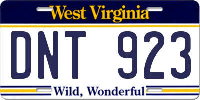 WV license plate DNT923
