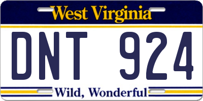 WV license plate DNT924