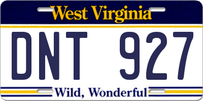 WV license plate DNT927