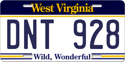 WV license plate DNT928
