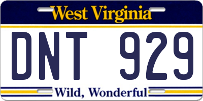 WV license plate DNT929