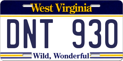 WV license plate DNT930