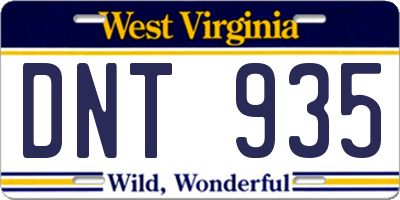 WV license plate DNT935