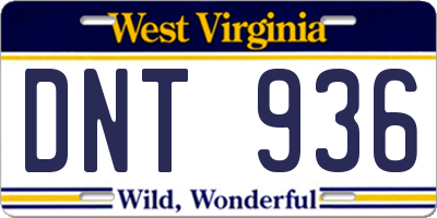 WV license plate DNT936