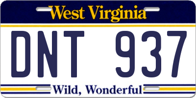 WV license plate DNT937