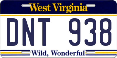 WV license plate DNT938