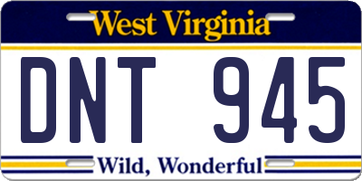 WV license plate DNT945