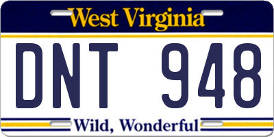 WV license plate DNT948