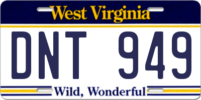 WV license plate DNT949