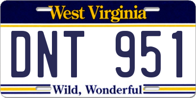 WV license plate DNT951