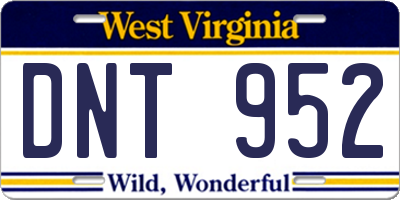 WV license plate DNT952