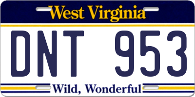 WV license plate DNT953