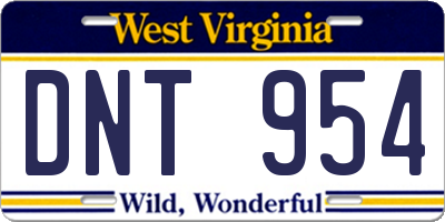 WV license plate DNT954