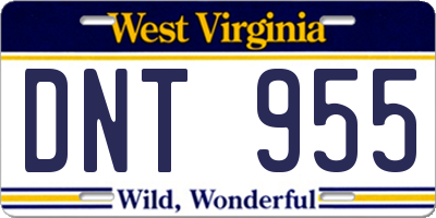 WV license plate DNT955