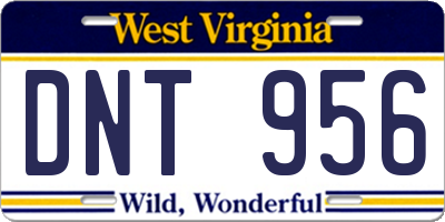 WV license plate DNT956