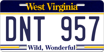 WV license plate DNT957