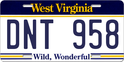 WV license plate DNT958