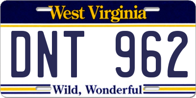 WV license plate DNT962