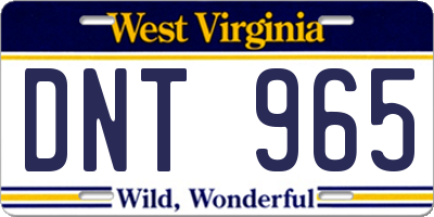 WV license plate DNT965