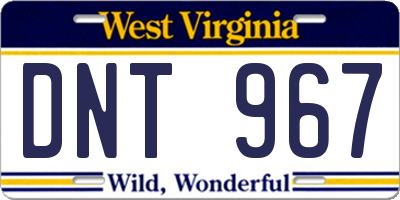 WV license plate DNT967